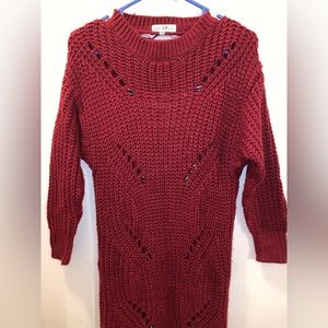 (S/M) Vintage 100% Acrylic Maroon Red Fashion House Knitted Dress